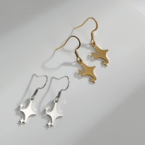 Orecchini a Cerchio Minimalisti in Acciaio Inossidabile con Pendente a Stella Gioielli a Stella del Nord per Donna Uomo