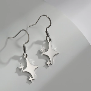 Orecchini pendenti a stella minimalisti in acciaio inossidabile argento per donna