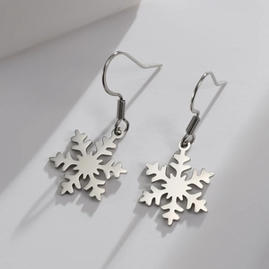 Boucles d'oreilles flocon de neige minimalistes en acier inoxydable argenté pour femmes