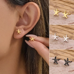 Starfish Stud Earrings Stainless Steel Minimalist Sea Life Ocean Theme Jewelry Gift For Women Men