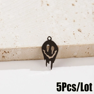 Pendentif smiley noir fondu en acier inoxydable pour création de bijoux DIY lot de 5