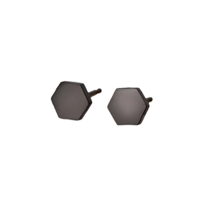 Minimalist matte black hexagonal stainless steel studs for men and women