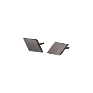 Minimalist black stainless steel square stud earrings with matte geometric finish