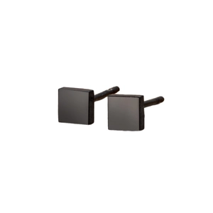 Minimalist 4mm square stud earrings with matte black finish for a sleek geometric look