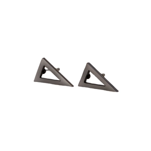 Boucles d'oreilles clous triangle creux noir mat en acier inoxydable de style minimaliste