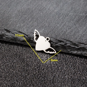 Silver stainless steel winged heart pendant for DIY jewelry, measuring 17mm by 9mm size
