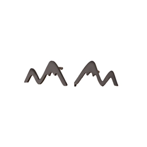 Boucles d'oreilles minimalistes sommet de montagne géométrique en acier noir mat