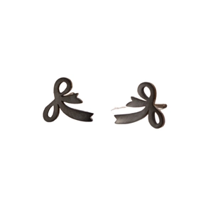 Minimalist 18k gold plated stainless steel bow stud earrings in sleek black finish