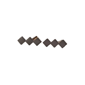 Minimalist black geometric stud earrings with matte stainless steel zigzag rhombus design
