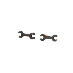 Gothic punk wrench stud earrings in matte black stainless steel, industrial style pair