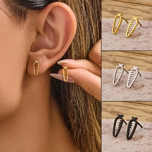 Boucles Oreilles Carotte Acier Inoxydable Évidé Géométrique Bijoux Légume Mode Minimaliste Accessoires Femmes