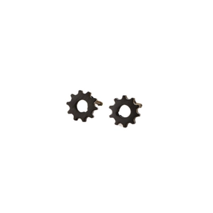 Industrial gear-shaped stainless steel stud earrings with a matte black finish for men