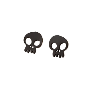 Gothic matte black skull stud earrings for women with minimalist aesthetic design