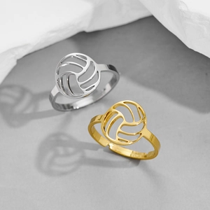 Bagues ouvertes volleyball géométriques en or 18k et argent au design minimaliste