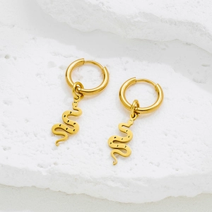 Boucles D'oreilles Pendantes Serpent Rétro Acier Inoxydable Hip Hop Créoles Bijoux Animaux Pour Femmes Style Punk Vintage