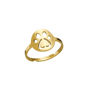 Bague ouverte minimaliste en or avec motif de patte de chat pour femme