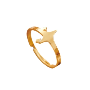 Bague hirondelle dorée polie avec anneau minimaliste ajustable en acier inoxydable