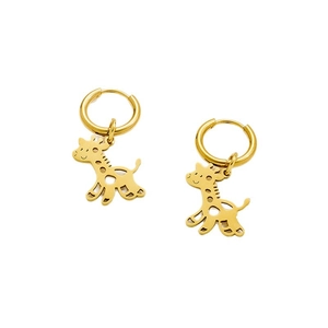 Cute gold stainless steel hollow giraffe pendant earrings with high polished finish