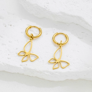 Boucles D'oreilles Créoles Papillon Acier Inoxydable Pendentif Animal Ajouré Bijoux Élégants Vintage Pour Femmes
