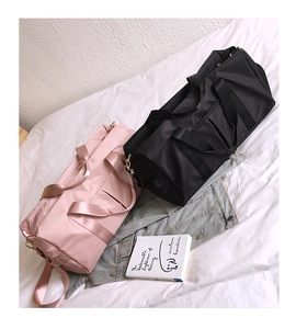 Pink and black large yoga gym bags with wet-dry separation and shoe compartment detail