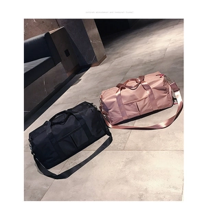 Waterproof nylon sports bags in black and pink with wet-dry separation shoe compartment