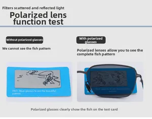 Polarization test showing fish pattern visibility through square polarized sunglasses