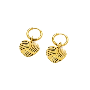Boucles d'oreilles créoles dorées en acier inoxydable avec pendentif cœur