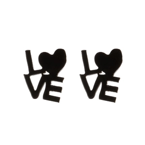 Stainless Steel Heart LOVE Letter Stud Earrings Hollow Minimalist Geometric Jewelry Women Girls Simple Style