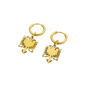 Gold stainless steel Albania eagle pendant hoop earrings for men and women