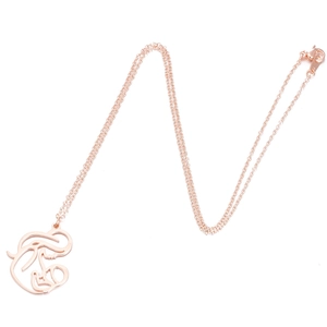 Rose gold mother and child necklace with abstract cutout pendant on a cross chain