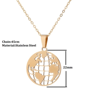 Macro view of 22mm globe pendant on a 45cm stainless steel chain showing dimensions