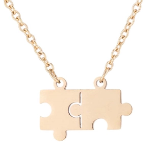 Stainless Steel Pendant Necklace Irregular Jigsaw Puzzle 18K Gold Plated Minimalist Geometric Jewelry For Women