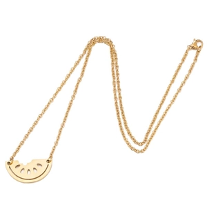 Gold stainless steel necklace with a creative hollowed-out watermelon fruit pendant