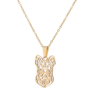 Collier Pendentif Bouledogue Français Acier Inoxydable Ajouré Géométrique Animal Carlin Chaîne Clavicule Pour Femmes