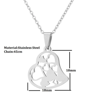 Collana con ciondolo a cuore traforato in acciaio inossidabile con catena da 45cm argento
