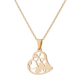 Collana Con Pendente A Cuore Design Cavo Acciaio Inossidabile Placcato Oro 18K Gioielli Di Moda Semplici Per Donna