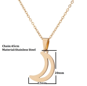 Minimalist golden stainless steel crescent moon pendant necklace with a 45cm chain