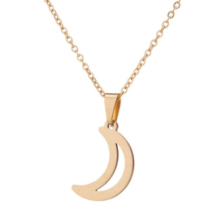 Minimalist Moon Pendant Necklace Stainless Steel French Style Dainty Gold Silver Color Versatile Jewelry For Women