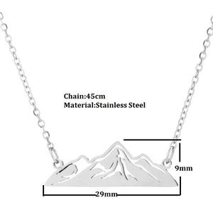 Collier en acier inoxydable avec pendentif montagne, chaîne 45cm et breloque argentée