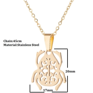 Collier pendentif scarabée doré en acier inoxydable avec chaîne de 45 cm et design creux