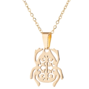 Collier Pendentif Scarabée En Acier Inoxydable Bijoux Insectes Pour Femmes Cadeau Minimaliste