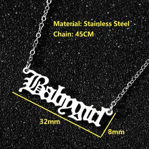 Collier avec pendentif gothique Babygirl en acier inoxydable et chaîne de 45cm