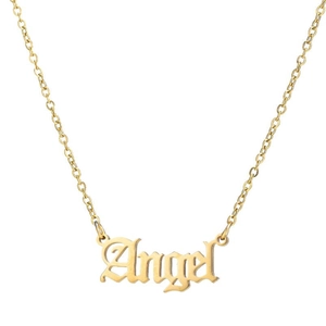 Collier Pendentif Lettre Angel Acier Inoxydable Police Gothique Anglaise Bijoux De Mode Minimalistes Pour Femmes