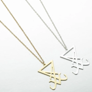Colliers avec pendentif Sigil de Lucifer en acier inoxydable poli, couleurs or et argent