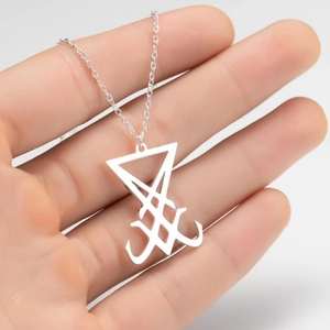 Collier pour homme en acier inoxydable avec pendentif Sceau de Lucifer au design ajouré