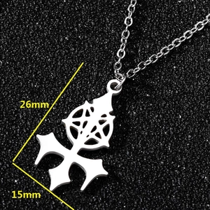 Gothic Satan-Pentagramm-Halskette aus Edelstahl mit 26 mm Kreuzanhänger für Damen