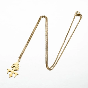Gotische Satanische Pentagramm-Halskette aus Gold-Edelstahl mit Vintage-Kreuzanhänger