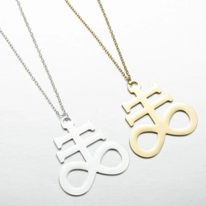 Ensemble de colliers pendentif croix de Leviathan en acier inoxydable poli or et argent