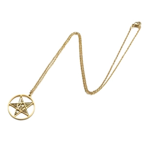 Collier en acier inoxydable doré avec sceau de Baphomet et pendentif pentagramme inversé