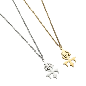Gothic Pentagramm Kreuz Anhänger Halsketten in Gold und Silber aus Edelstahl-Finish